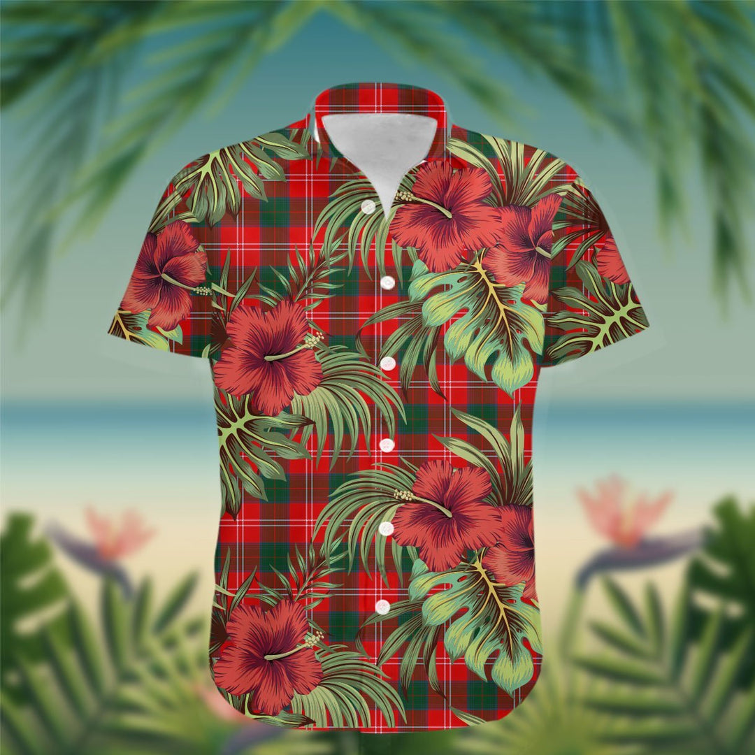 Chisholm Tartan Hawaiian Shirt Hibiscus, Coconut, Parrot, Pineapple - Tropical Garden Shirt