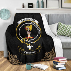 Chisholm Crest Tartan Premium Blanket Black