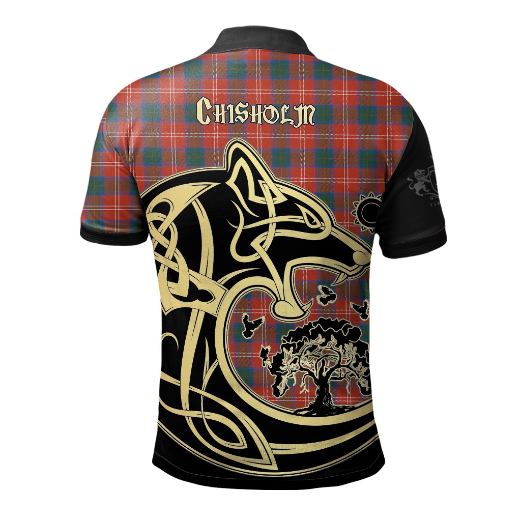 Chisholm Ancient Tartan Polo Shirt Viking Wolf