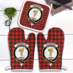 Chisholm Modern Tartan Crest Oven Mitt And Pot Holder (2 Oven Mitts + 1 Pot Holder)