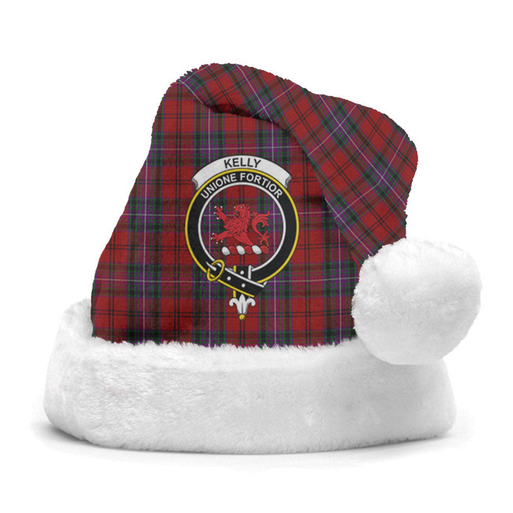 Kelly of Sleat Red Tartan Crest Christmas Hat