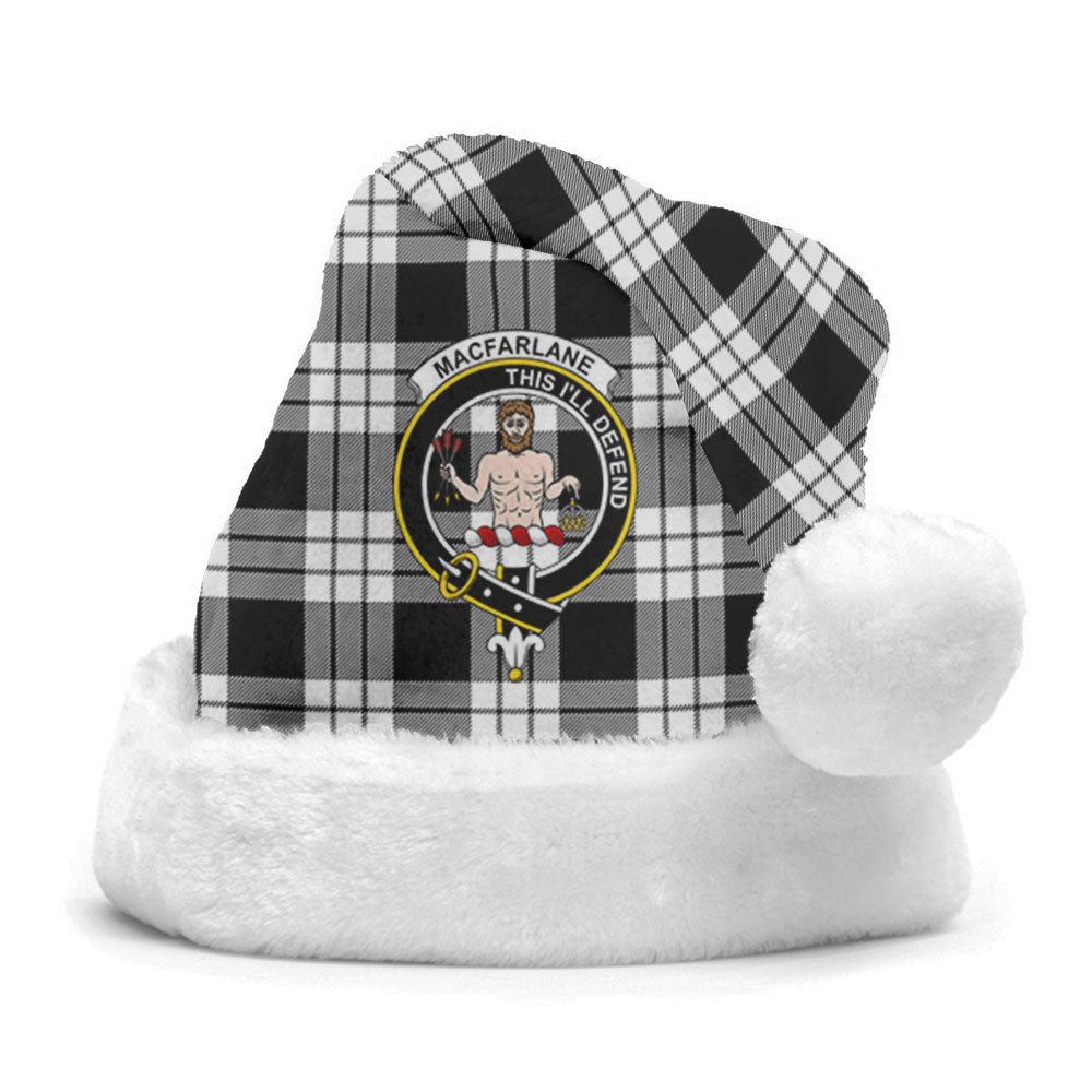 MacFarlane Black _ White Tartan Crest Christmas Hat