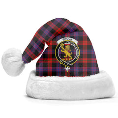 Broun Modern Tartan Crest Christmas Hat