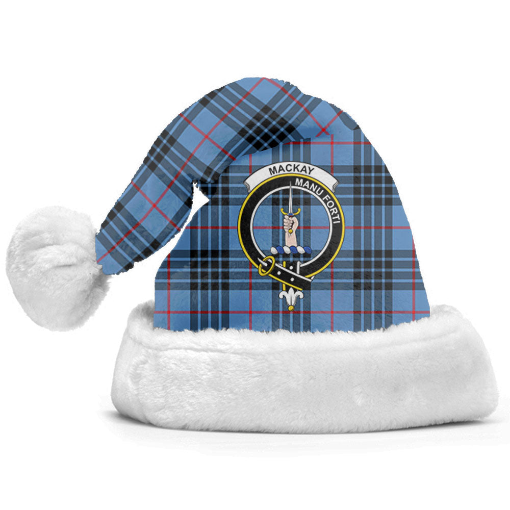 MacKay Blue Tartan Crest Christmas Hat