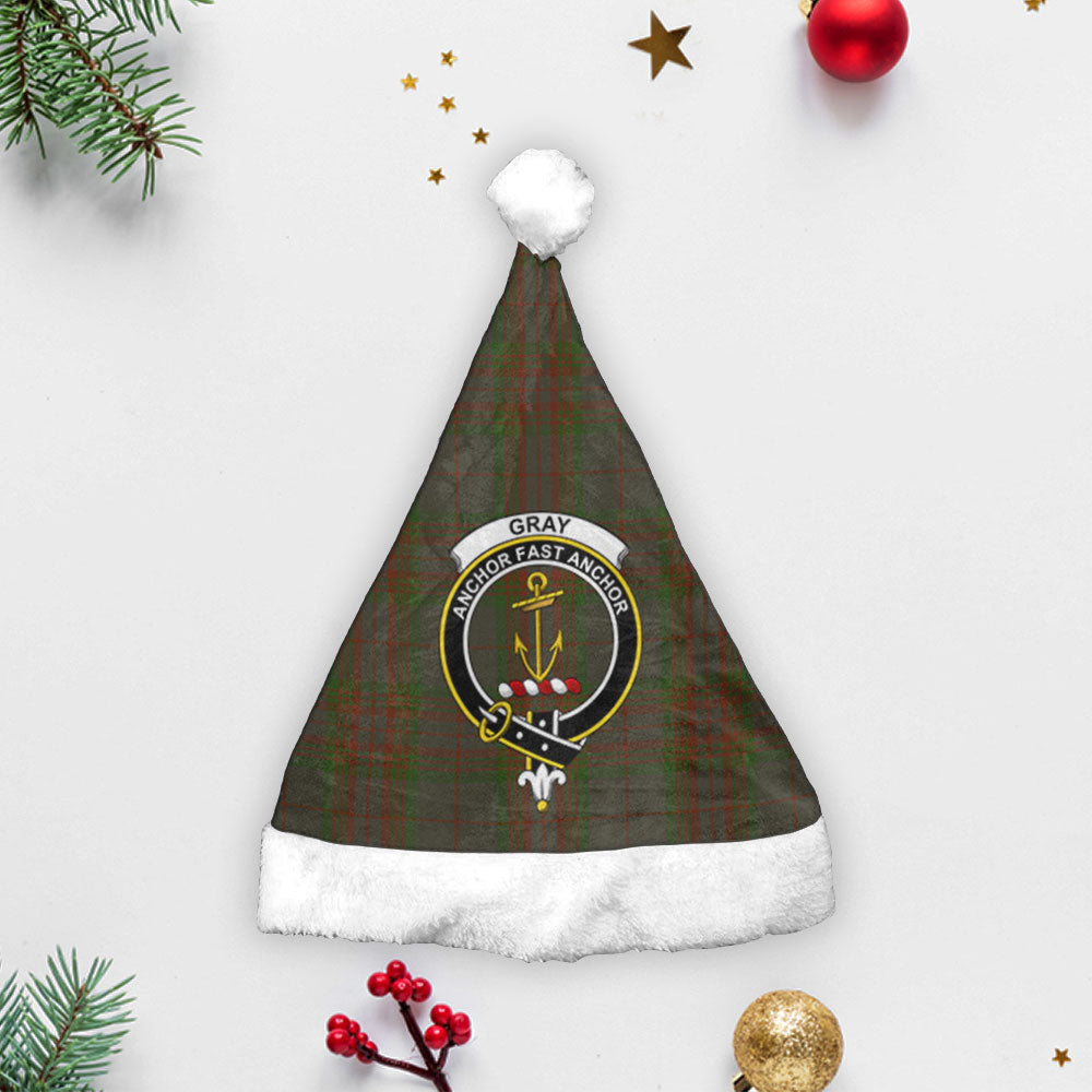 Gray Tartan Crest Christmas Hat