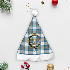 Stewart Muted Blue Tartan Crest Christmas Hat