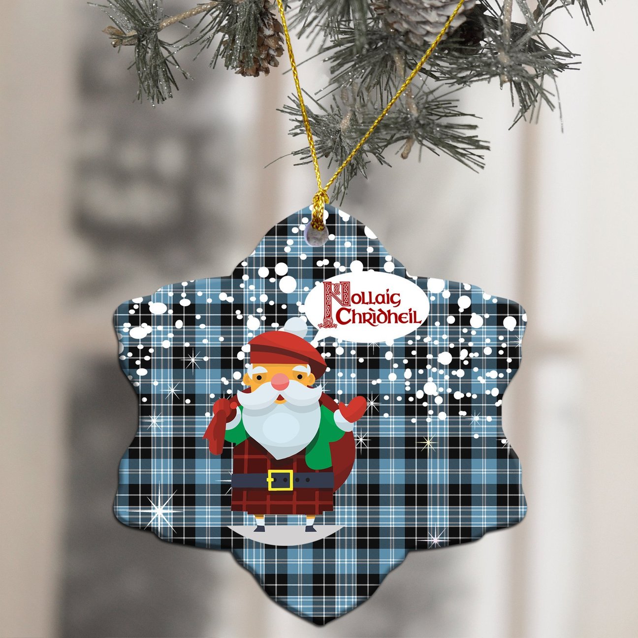 Clark Ancient Tartan Christmas Ceramic Ornament - Santa Style