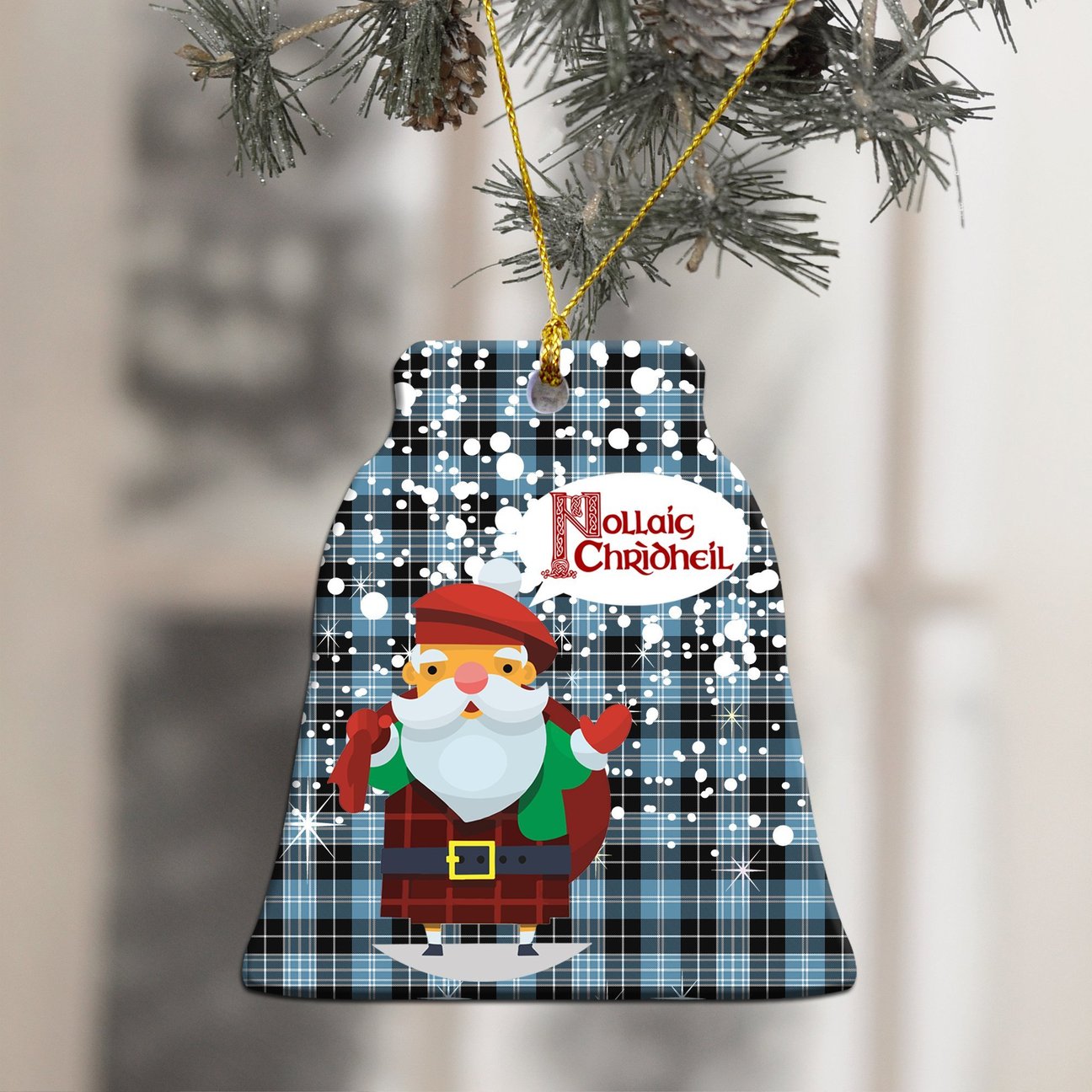 Clark Ancient Tartan Christmas Ceramic Ornament - Santa Style