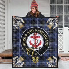 Clark Tartan Crest Premium Quilt - Gold Thistle Style