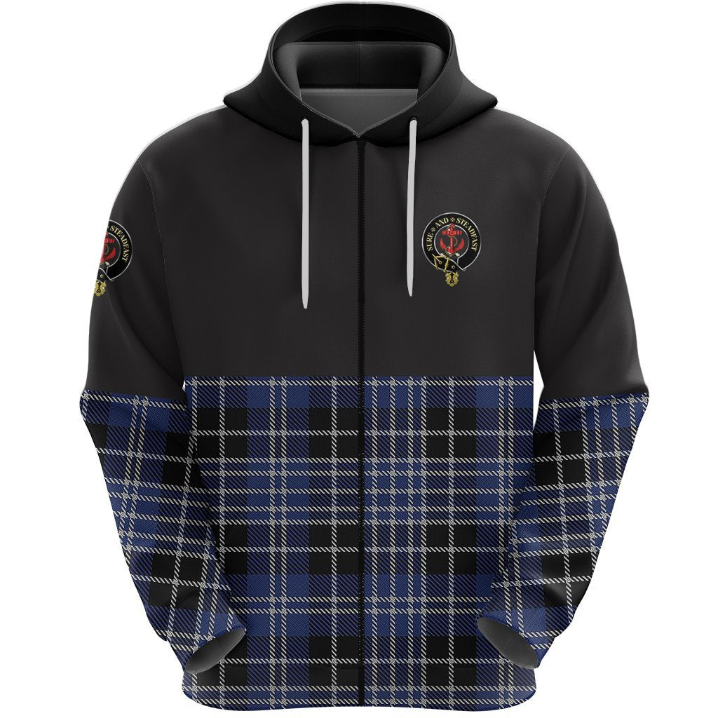 Clark Clan Half Of Tartan Zipper Hoodie