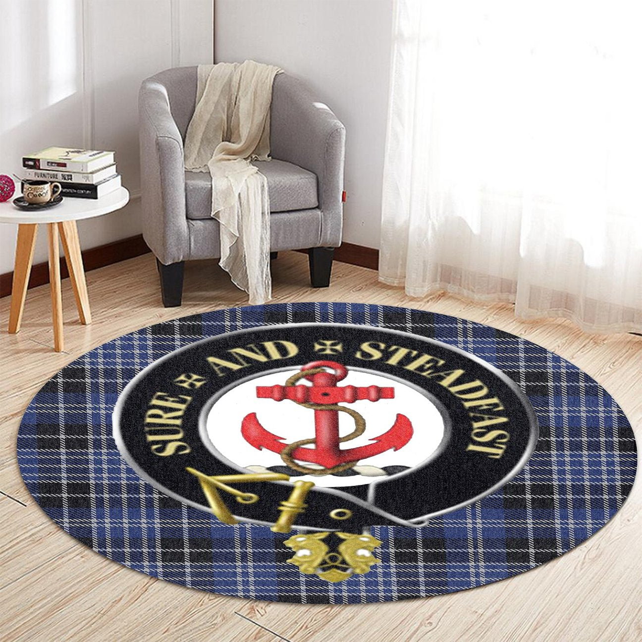 Clark Tartan Crest Round Rug