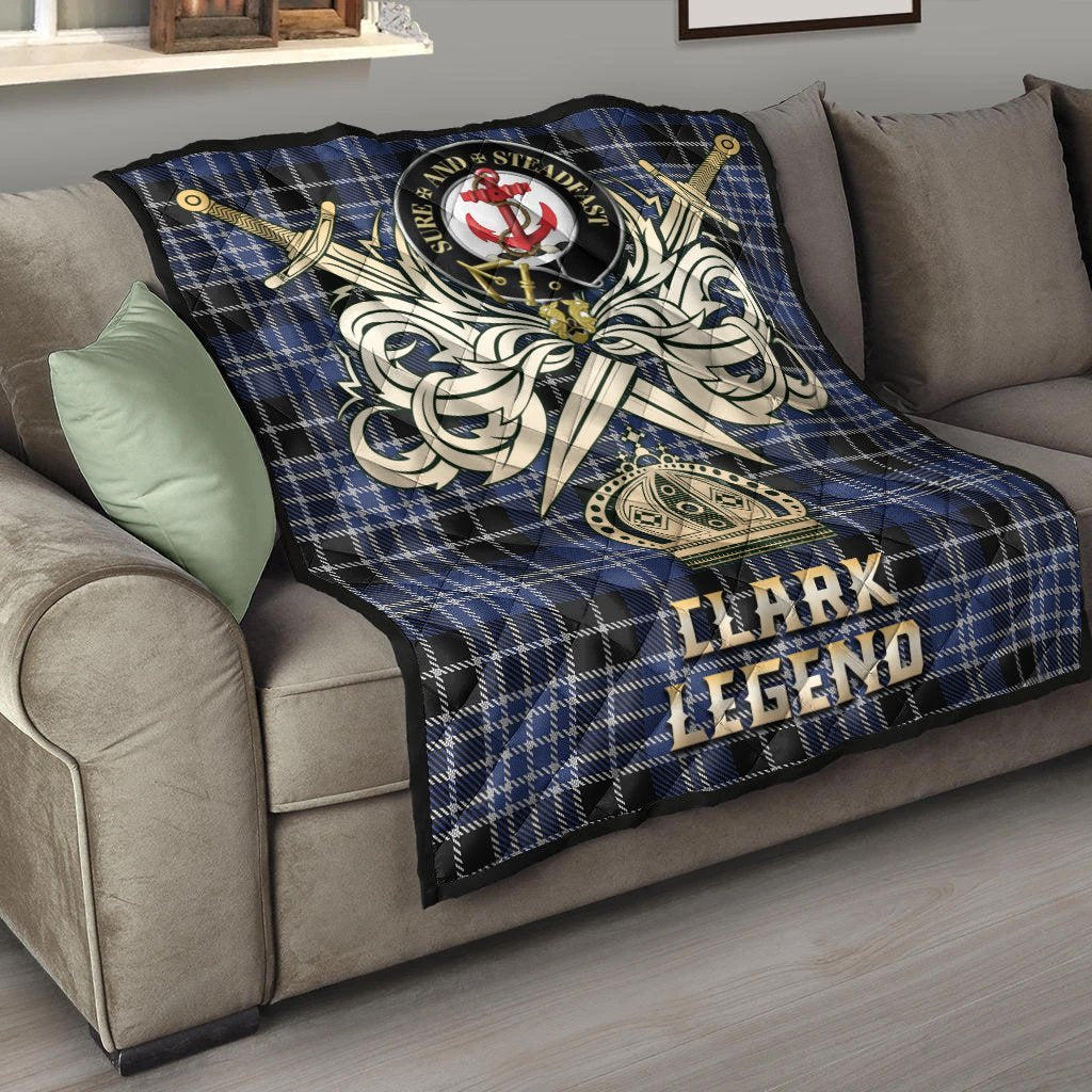 Clark Tartan Crest Legend Gold Royal Premium Quilt