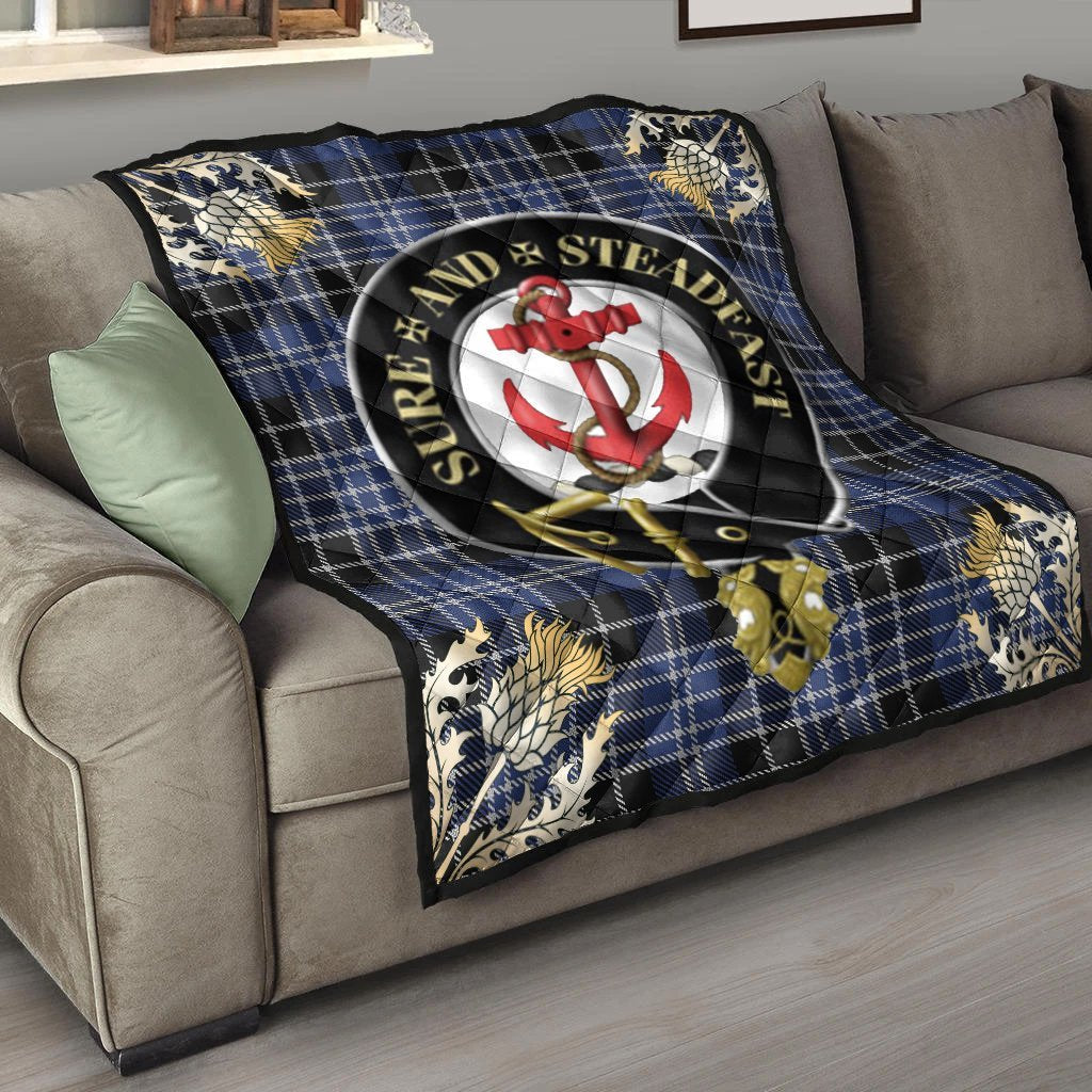 Clark Tartan Crest Premium Quilt - Gold Thistle Style