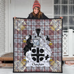 Clayton Tartan Crest Premium Quilt - Gold Thistle Style