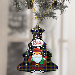 Clelland Modern Tartan Christmas Ceramic Ornament - Santa Style