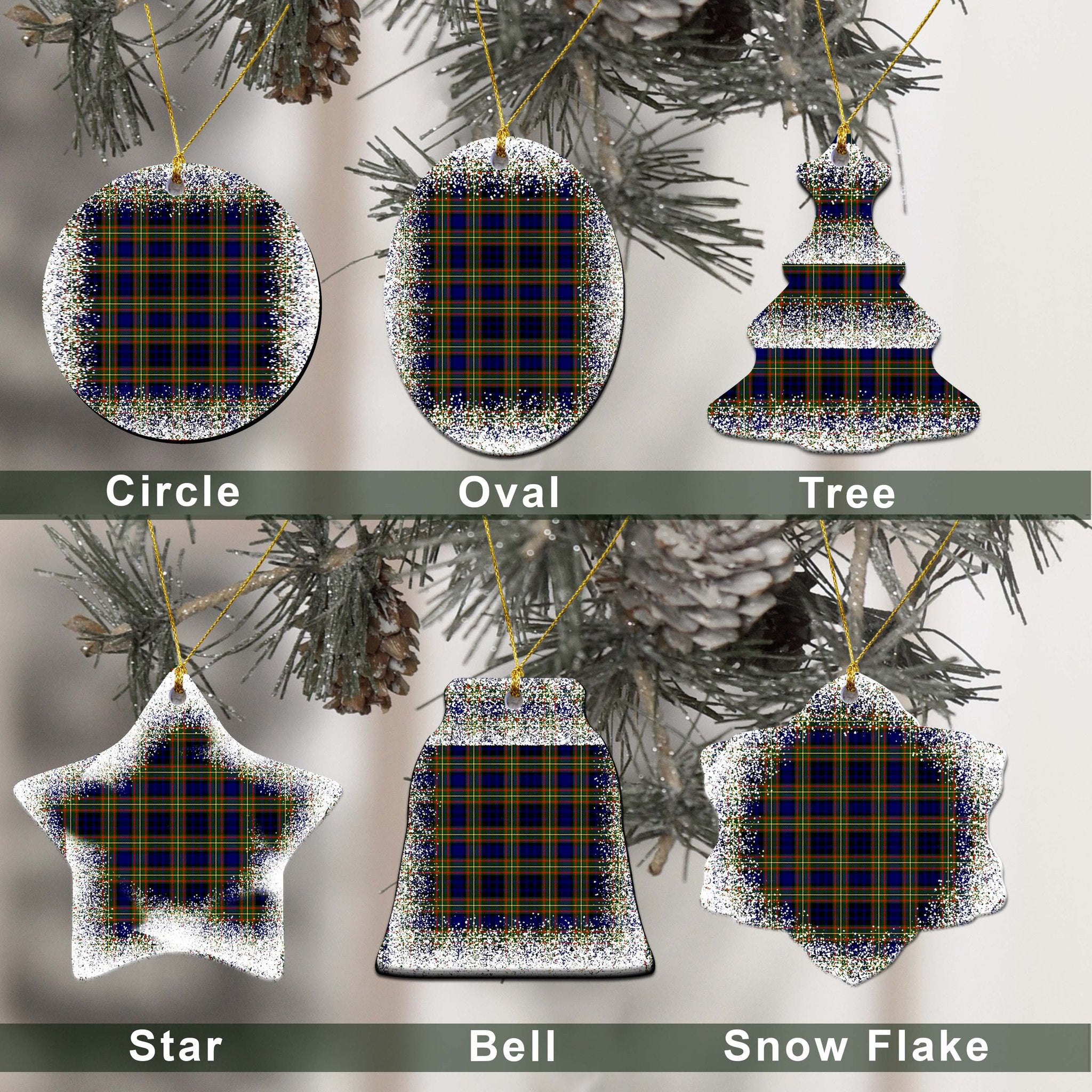 Clelland Tartan Christmas Ceramic Ornament - Snow Style