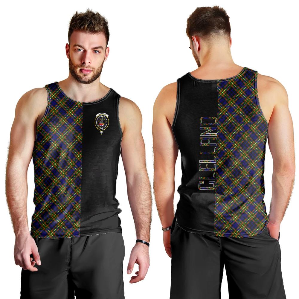 Clelland Modern Tartan Crest Men's Tank Top - Cross Style