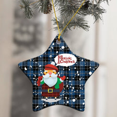 Clergy Blue Tartan Christmas Ceramic Ornament - Santa Style