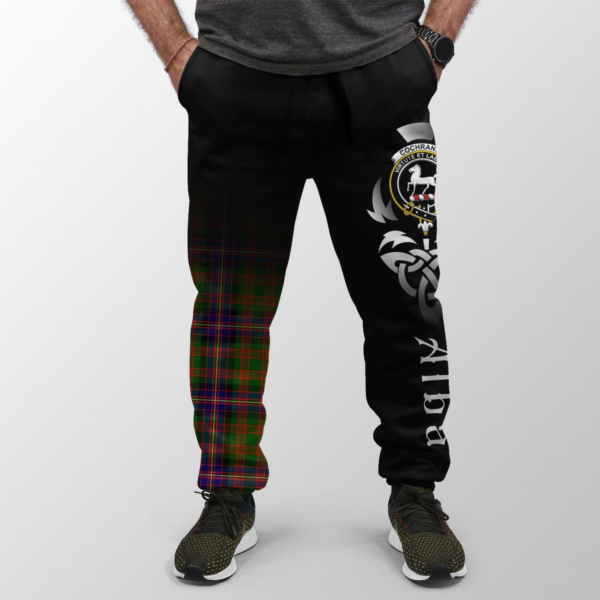 Cochrane Modern Tartan Crest Jogger Sweatpants - Alba Celtic Style