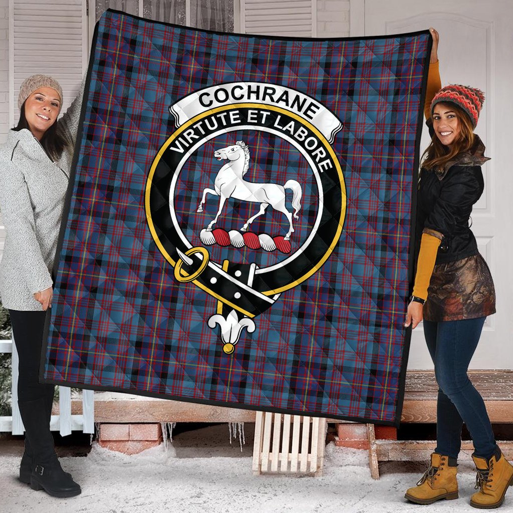 Cochrane Azure Tartan Crest Quilt