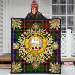 Cochrane Modern Tartan Crest Premium Quilt - Gold Thistle Style