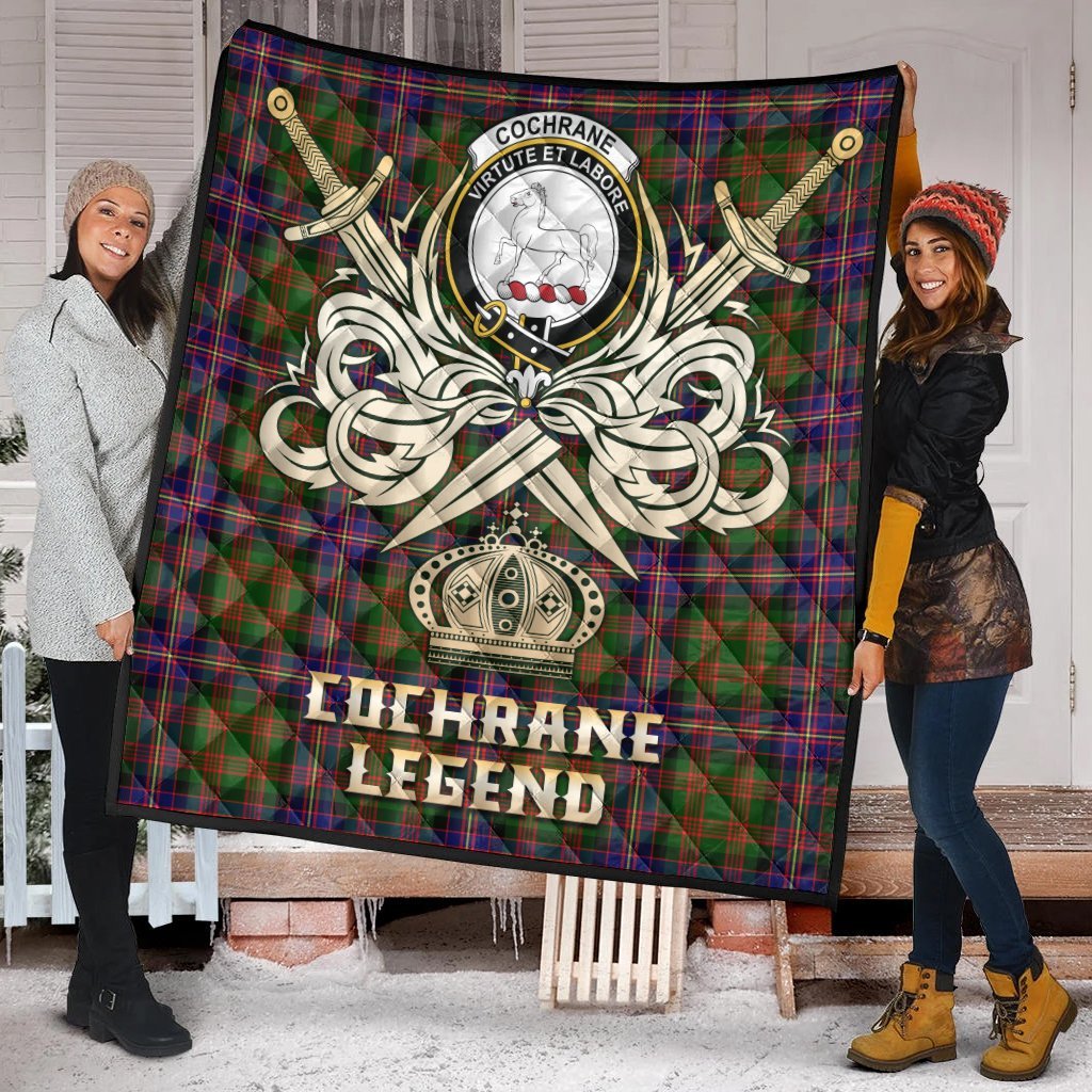 Cochrane Modern Tartan Crest Legend Gold Royal Premium Quilt