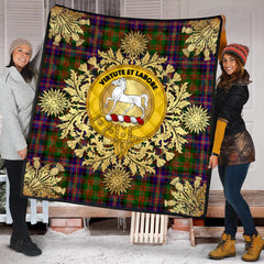 Cochrane Modern Tartan Crest Premium Quilt - Gold Thistle Style