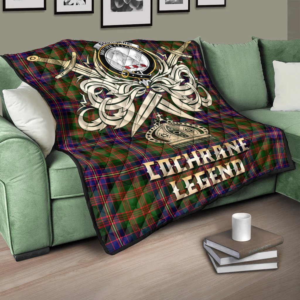 Cochrane Modern Tartan Crest Legend Gold Royal Premium Quilt