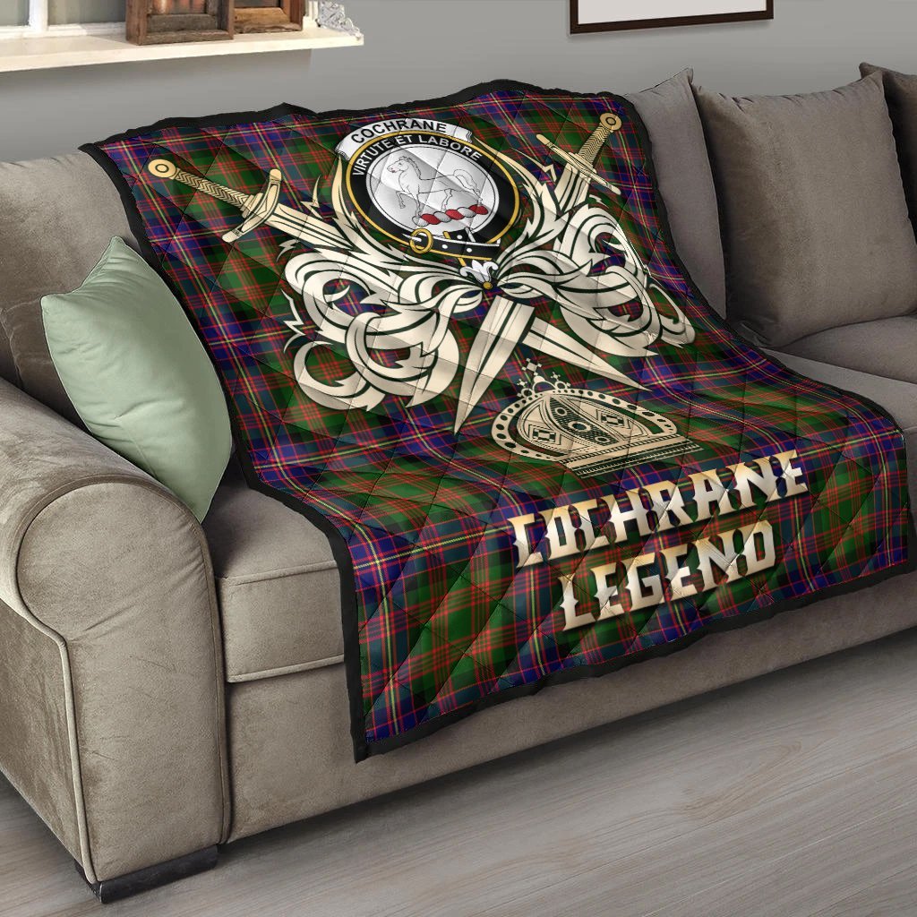 Cochrane Modern Tartan Crest Legend Gold Royal Premium Quilt