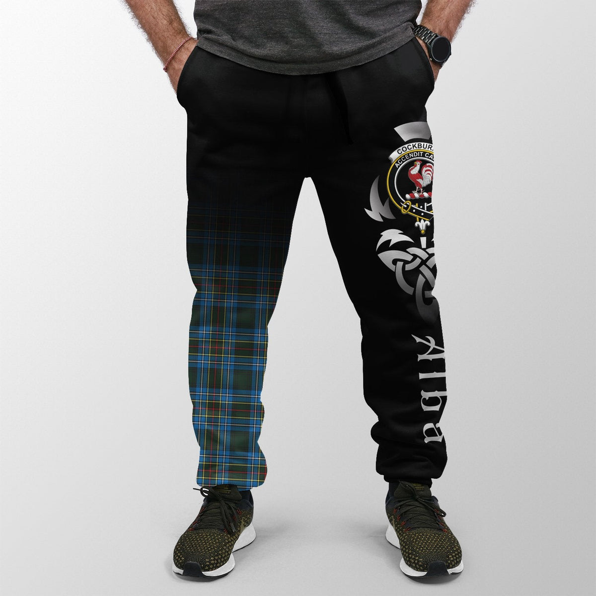 Cockburn Modern Tartan Crest Jogger Sweatpants - Alba Celtic Style