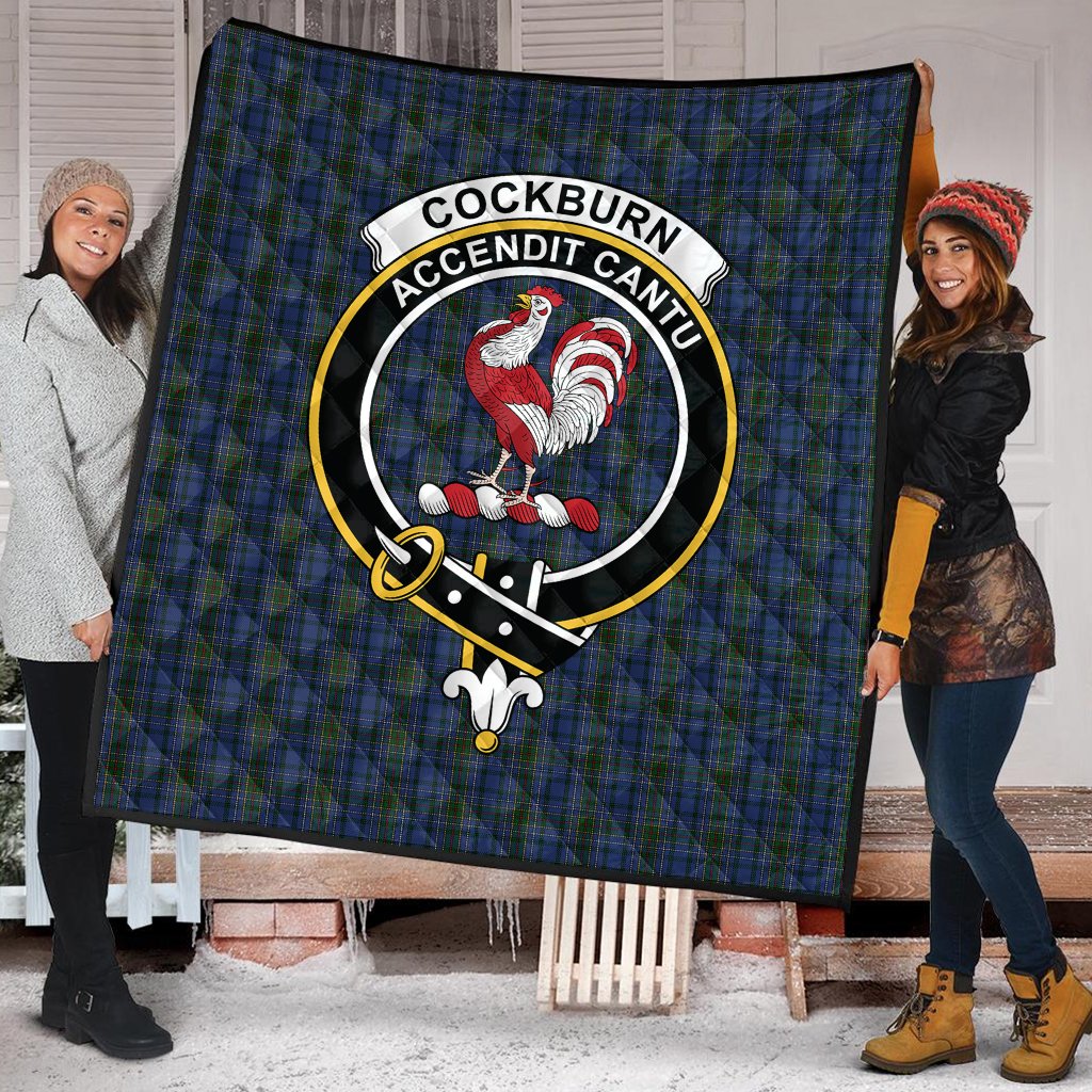 Cockburn Blue Tartan Crest Quilt