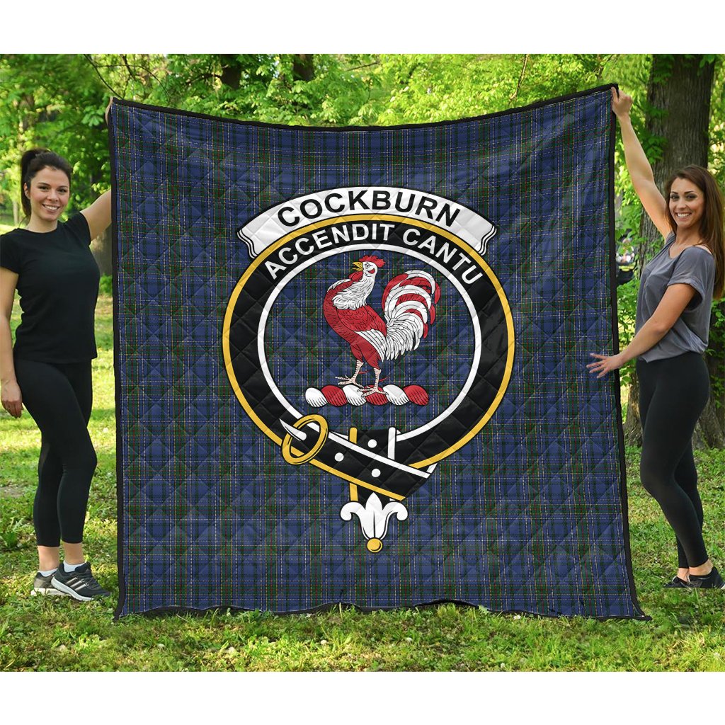 Cockburn Blue Tartan Crest Quilt