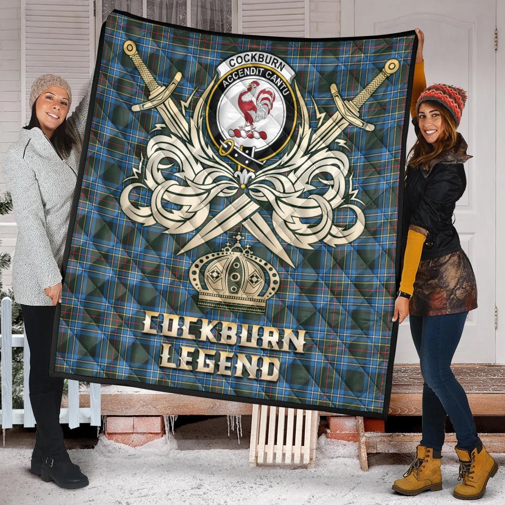 Cockburn Modern Tartan Crest Legend Gold Royal Premium Quilt