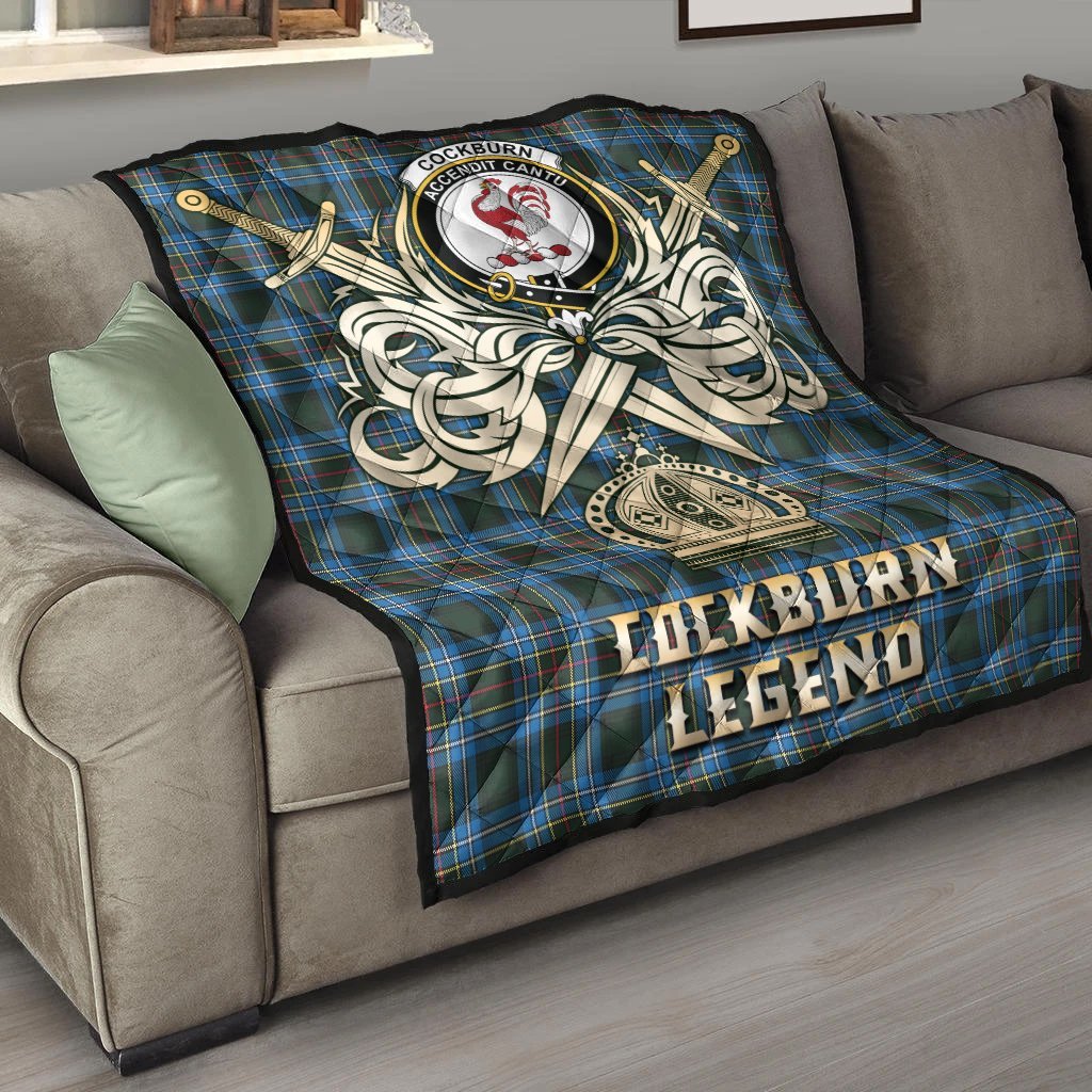 Cockburn Modern Tartan Crest Legend Gold Royal Premium Quilt