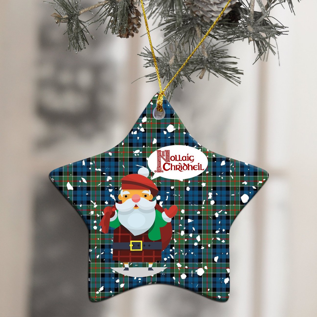 Colquhoun Ancient Tartan Christmas Ceramic Ornament - Santa Style