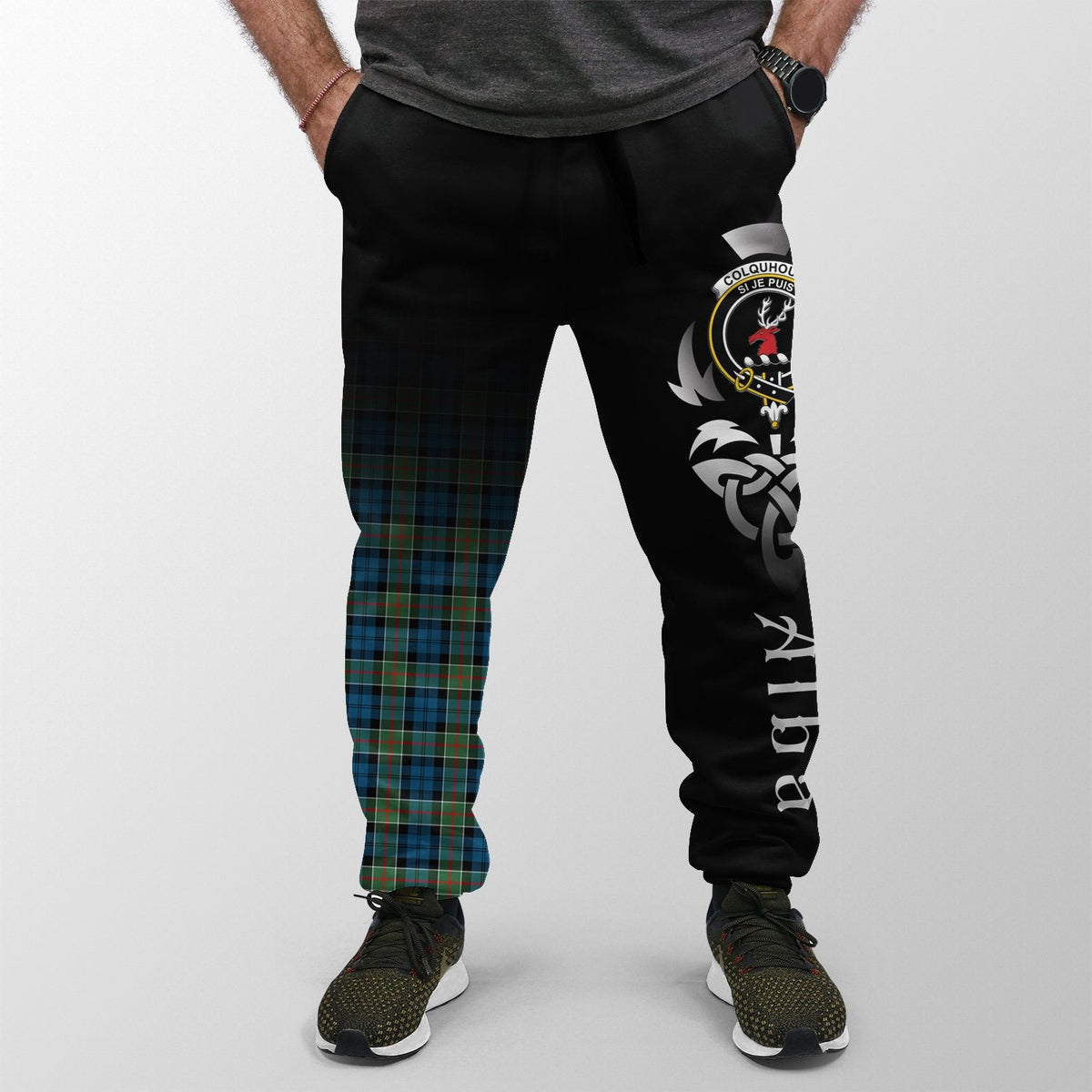 Colquhoun Ancient Tartan Crest Jogger Sweatpants - Alba Celtic Style