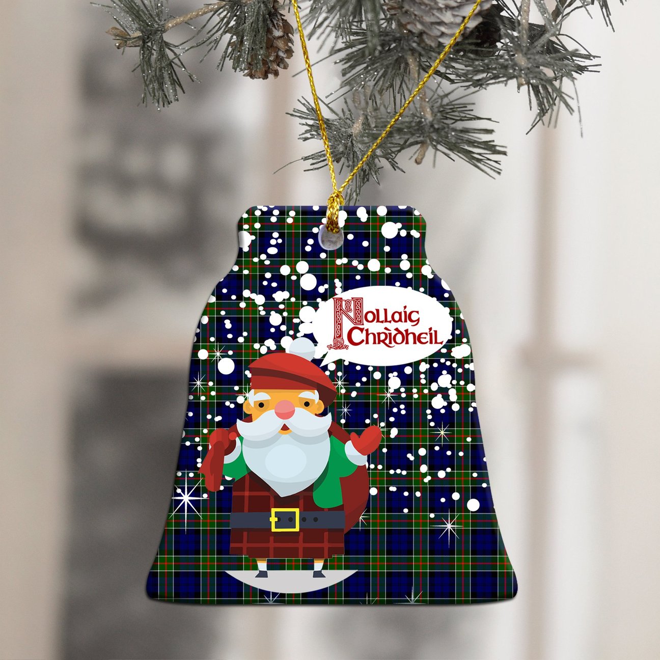 Colquhoun Modern Tartan Christmas Ceramic Ornament - Santa Style