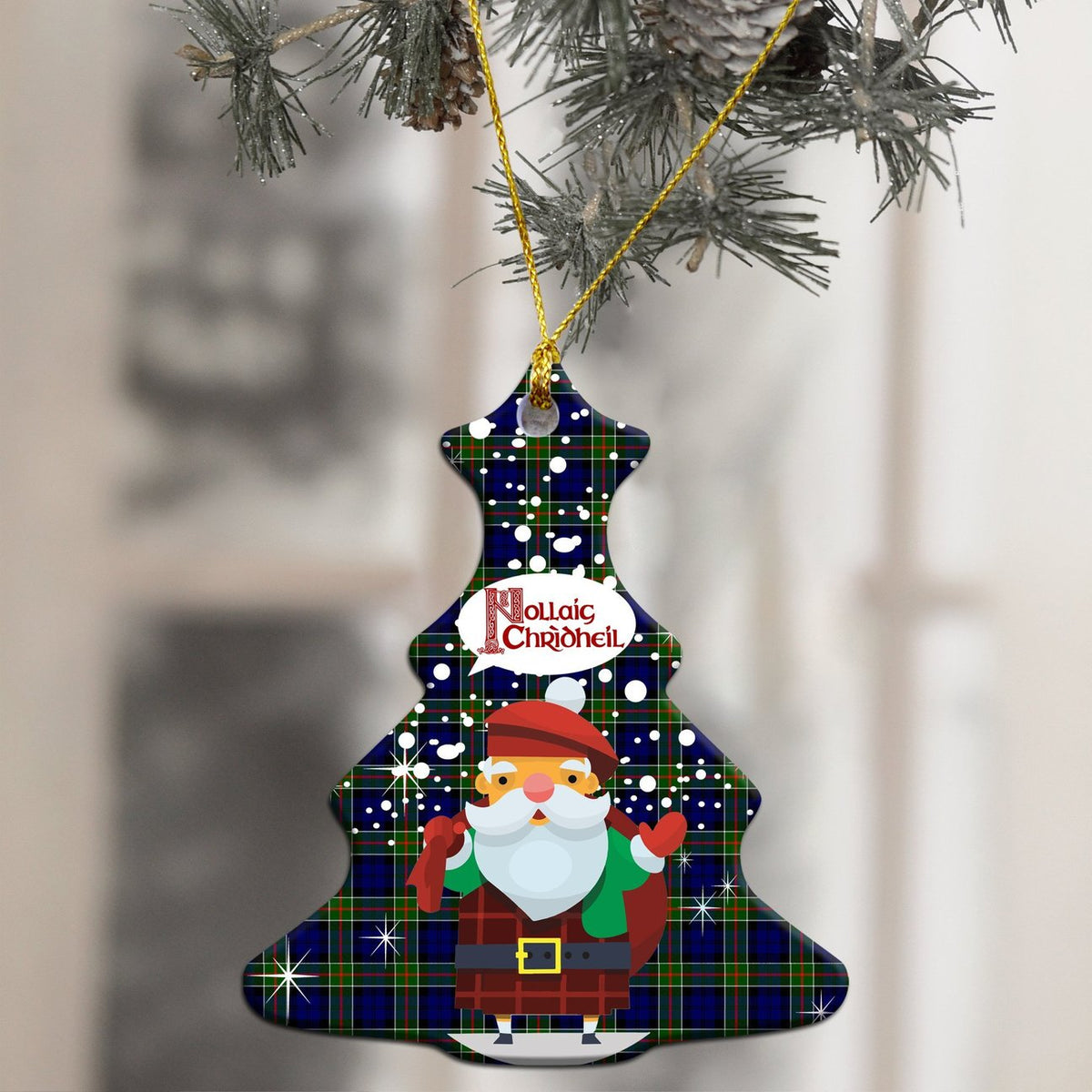 Colquhoun Modern Tartan Christmas Ceramic Ornament - Santa Style