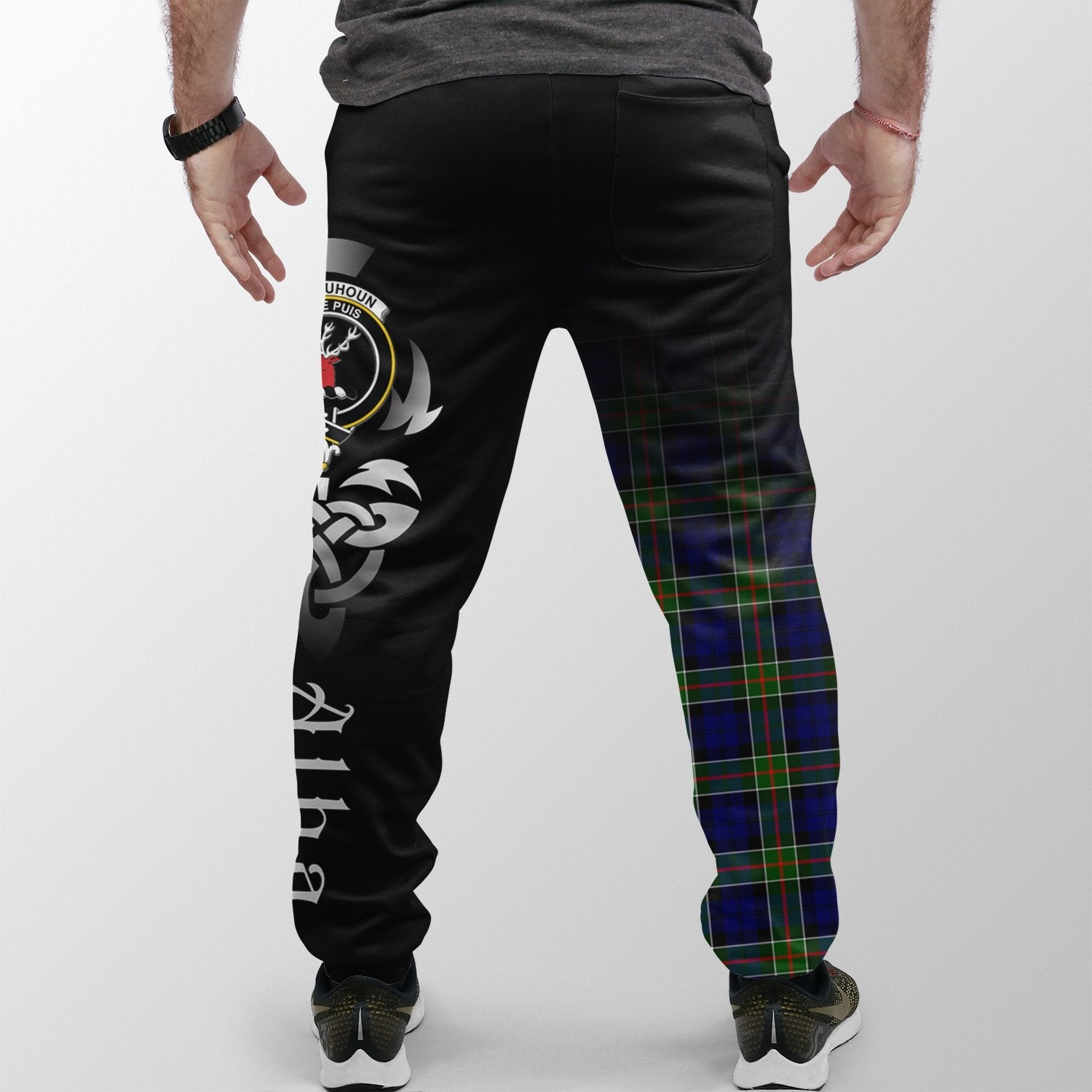 Colquhoun Modern Tartan Crest Jogger Sweatpants - Alba Celtic Style