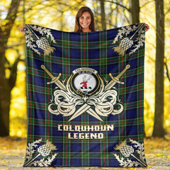 Colquhoun Modern Tartan Gold Courage Symbol Blanket