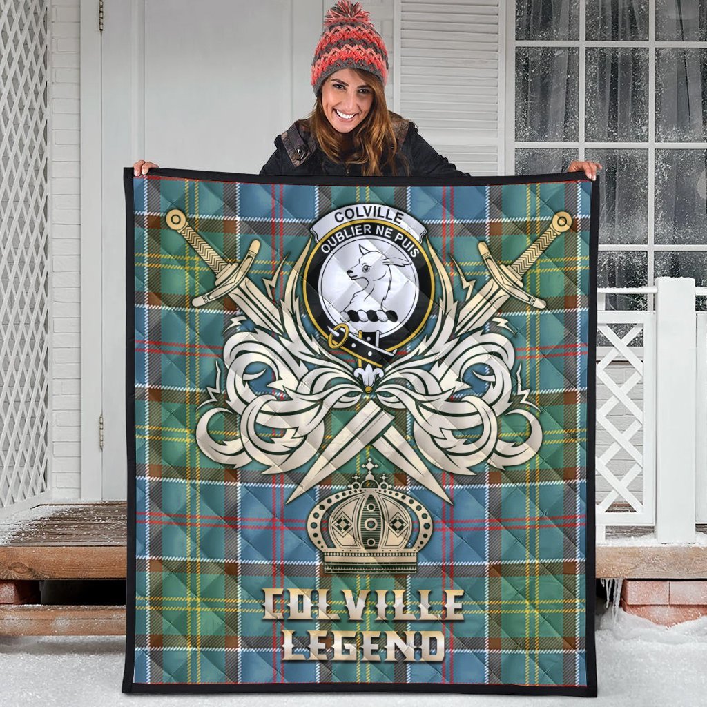 Colville Tartan Crest Legend Gold Royal Premium Quilt