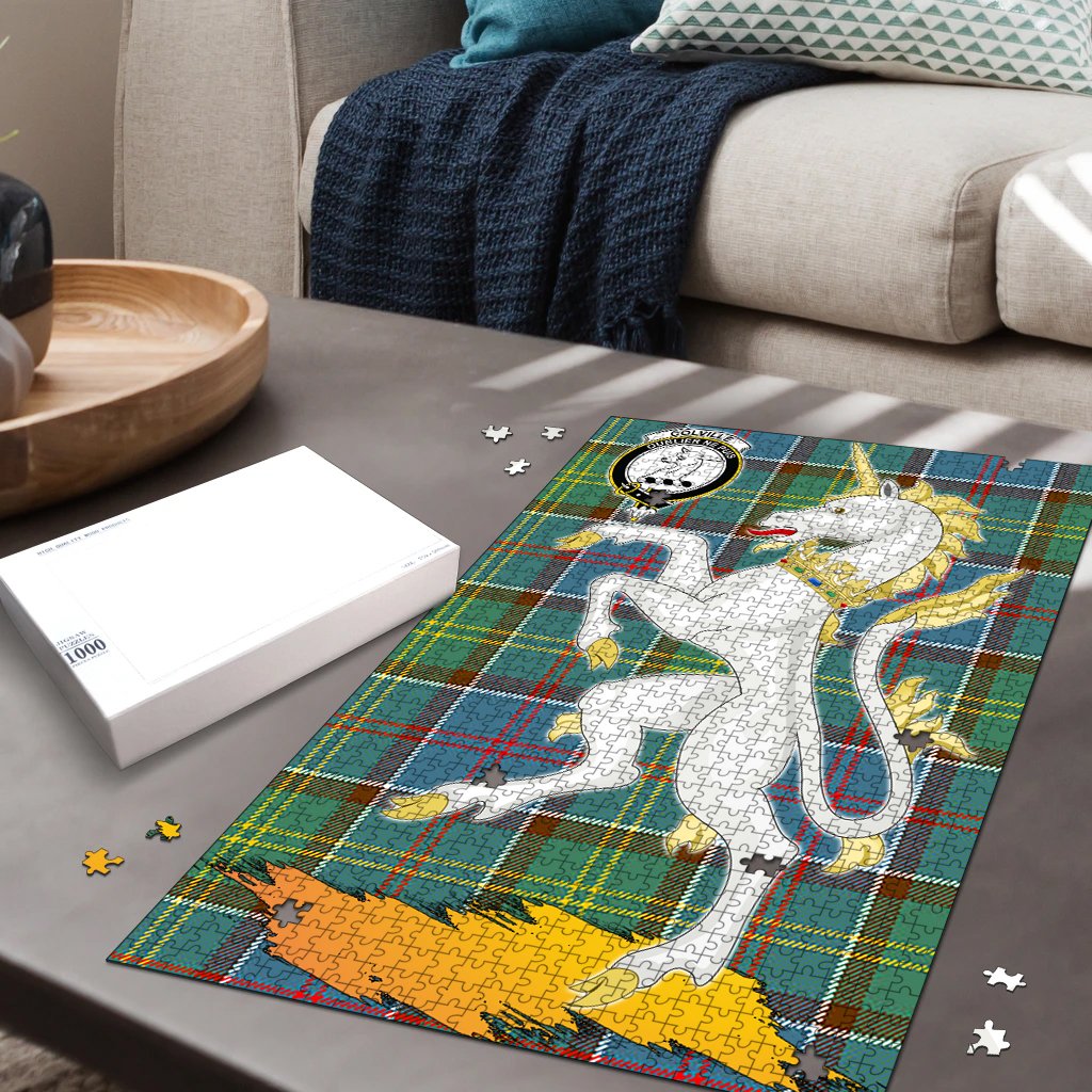 Colville Tartan Crest Unicorn Scotland Jigsaw Puzzles