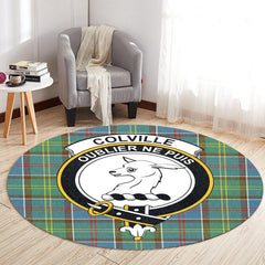 Colville Tartan Crest Round Rug