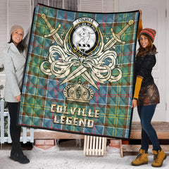 Colville Tartan Crest Legend Gold Royal Premium Quilt