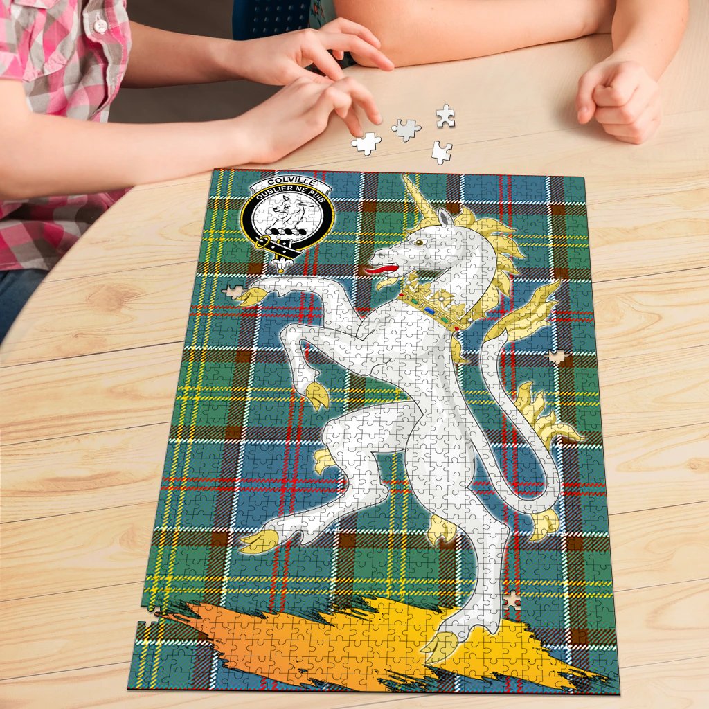 Colville Tartan Crest Unicorn Scotland Jigsaw Puzzles