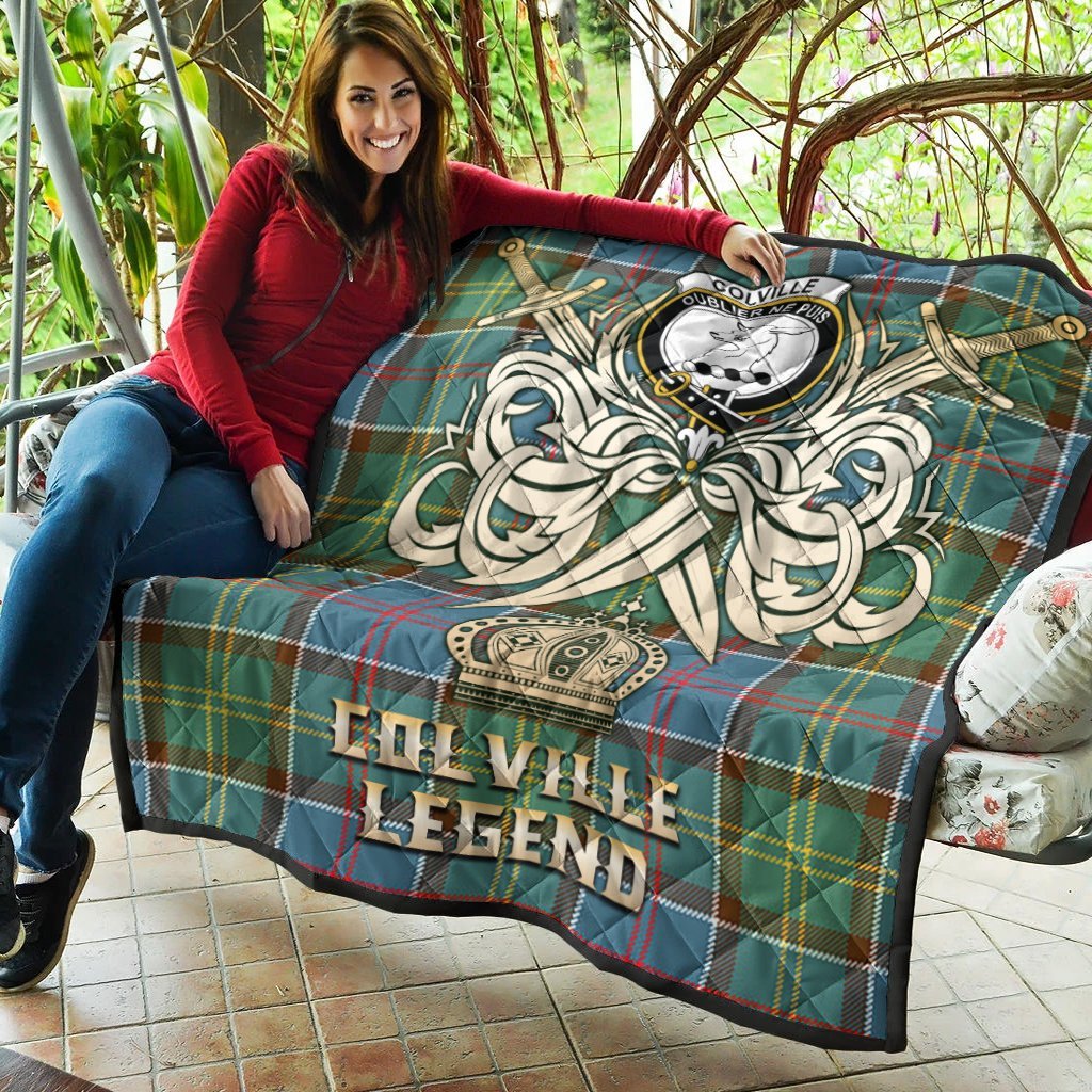 Colville Tartan Crest Legend Gold Royal Premium Quilt