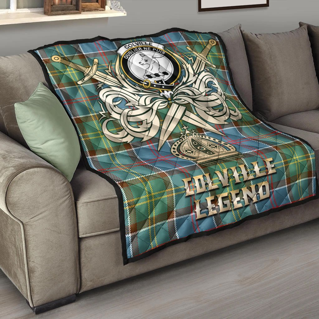 Colville Tartan Crest Legend Gold Royal Premium Quilt