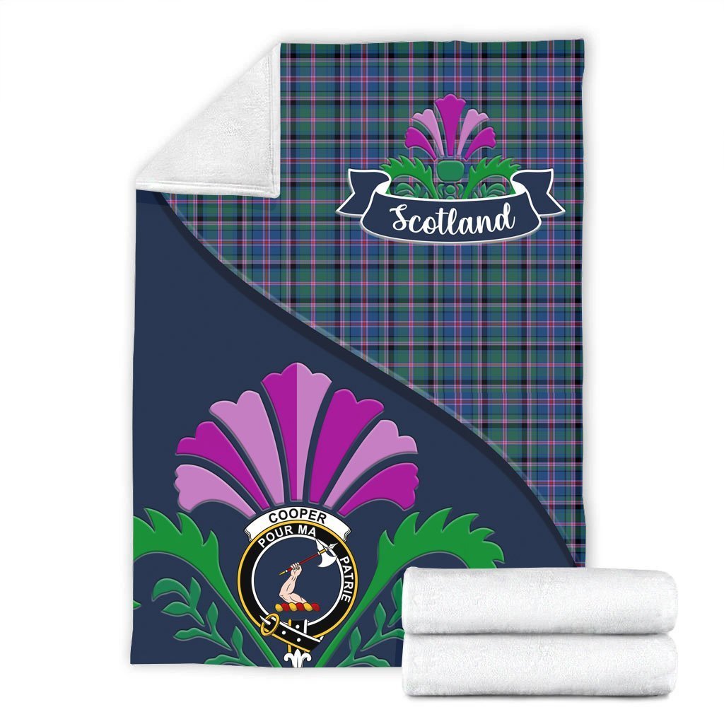 Cooper Tartan Crest Premium Blanket - Thistle Style