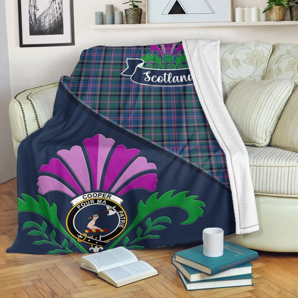 Cooper Tartan Crest Premium Blanket - Thistle Style