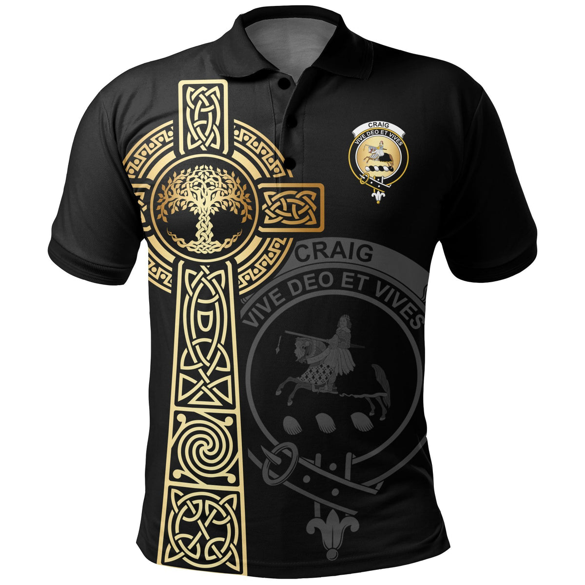 Craig Clan Unisex Polo Shirt - Celtic Tree Of Life